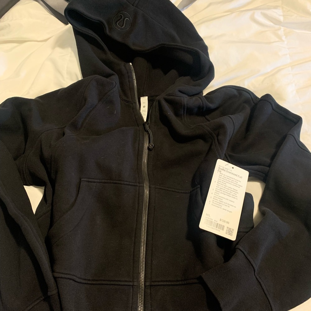 NWT Black Oversized Scuba Full Zip Hoodie